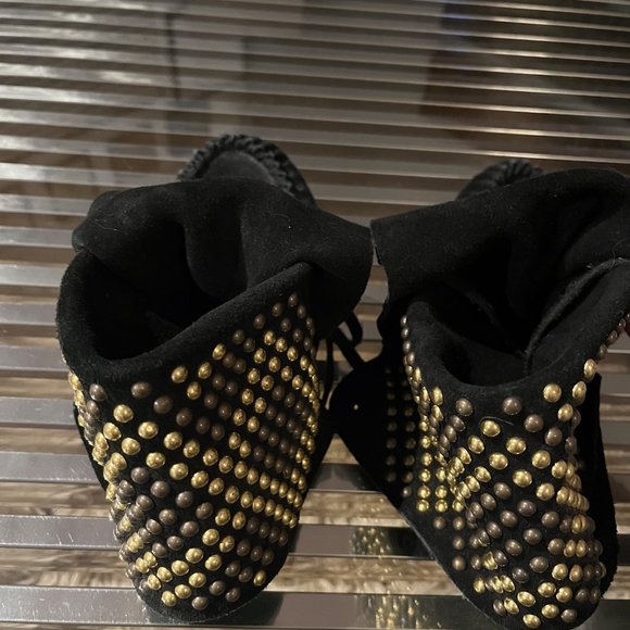 Steve Madden Suede Studded/Beaded Bootie Moccasins - Picture 3 of 5